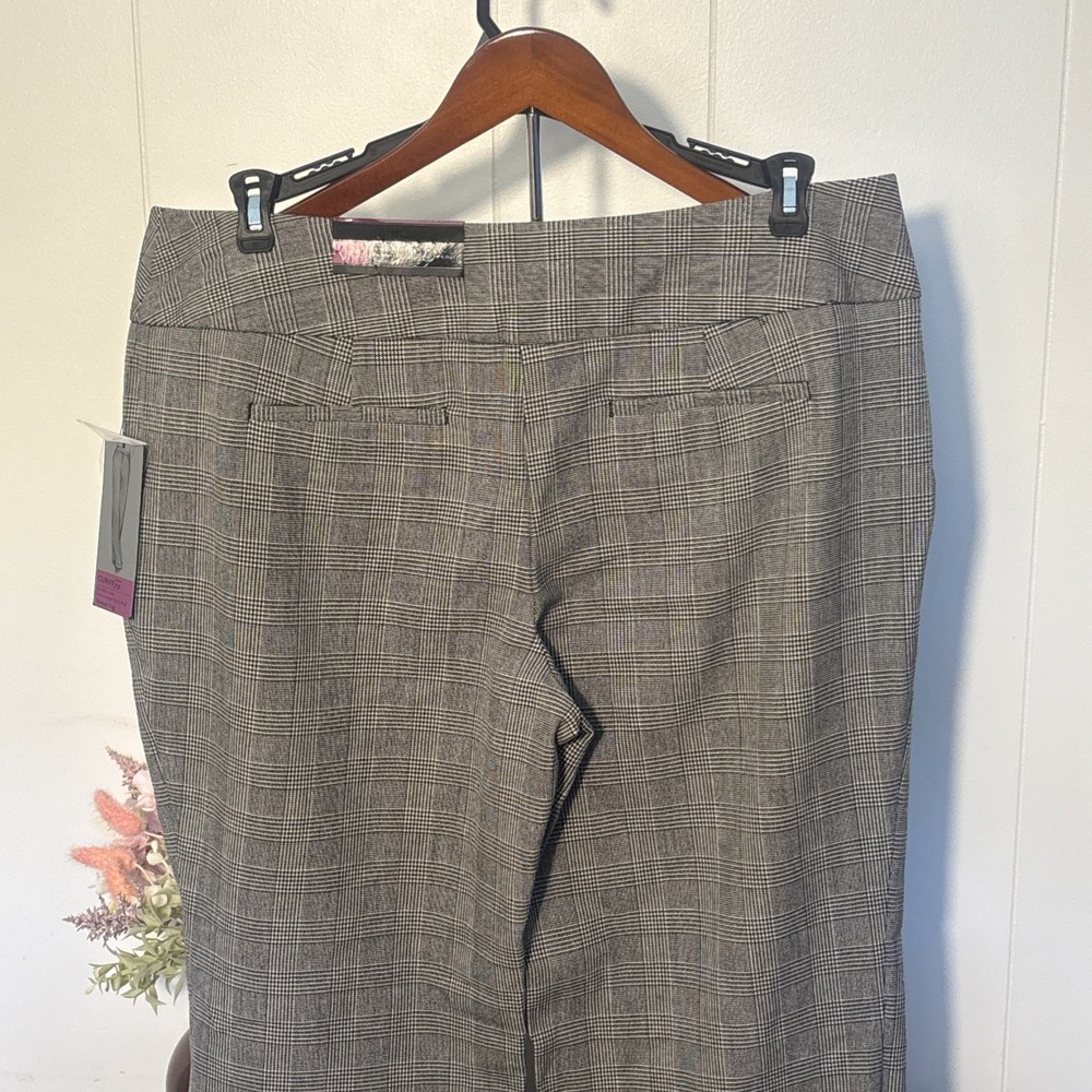 Apt 9 Women Trouser Leg Curvy Fit Pants Sz 14 Black & White Plaid Classic New